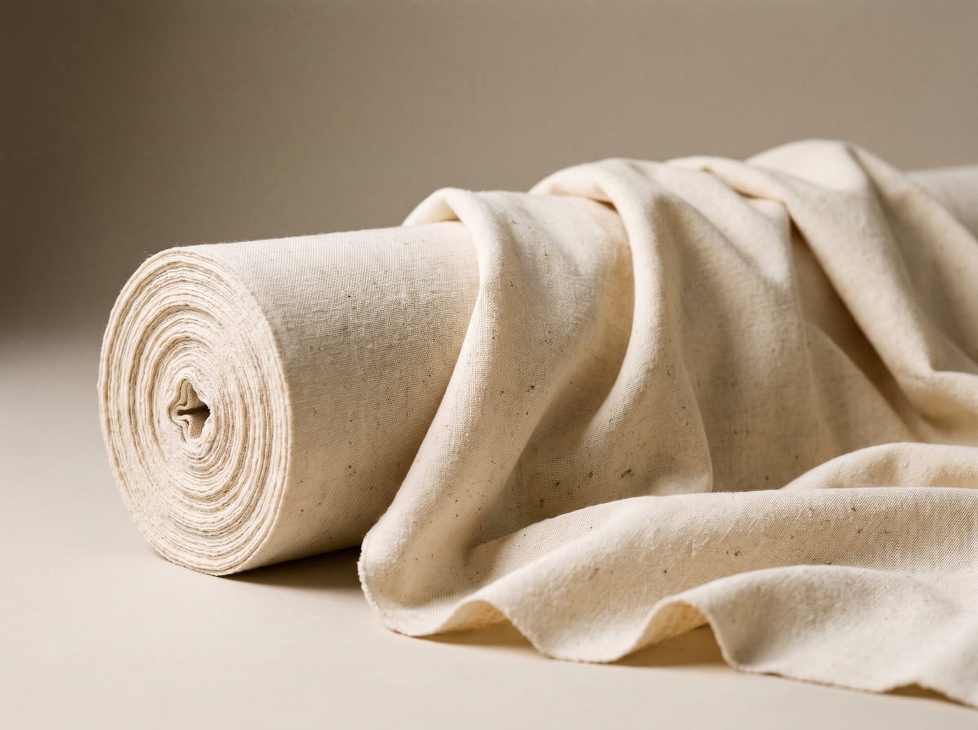 Undyed organic cotton in a warm creamy off-white with occasional neps